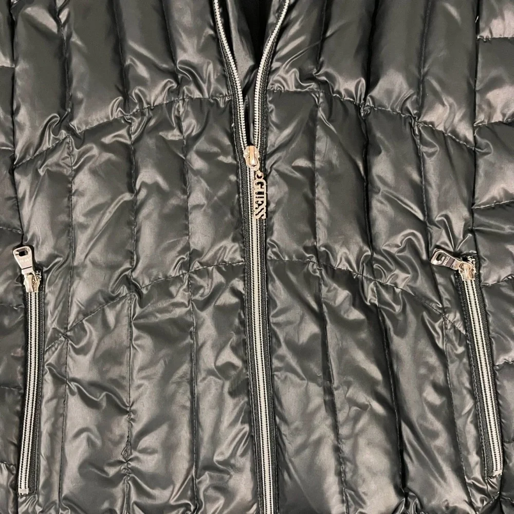 GUESS Womens Quilted Puffer Long Real Down‎ Winter Jacket Coat Black Large